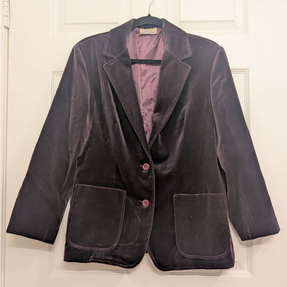 Tan Jay Jackets & Blazers - Vintage Purple Velvet Blazer 2-Button Patch Pocket Suit Jacket Dark Academia 16